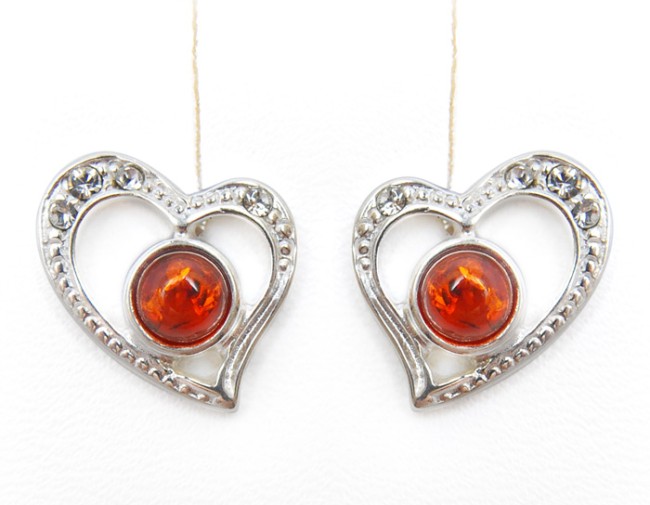 Go to product Cognac amber earrings with zircons