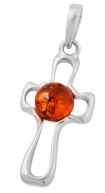 Go to product Cognac amber pendant "Cross"