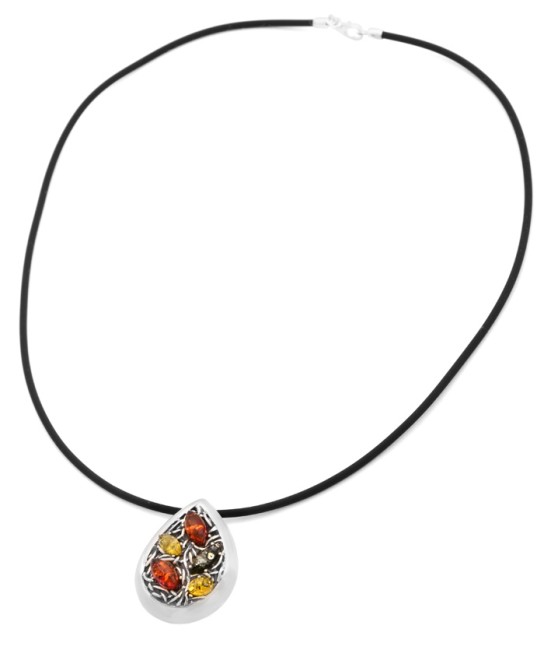 Przejdź do produktu Naszyjnik z koniakowym, zielonym i cytrynowym bursztynem