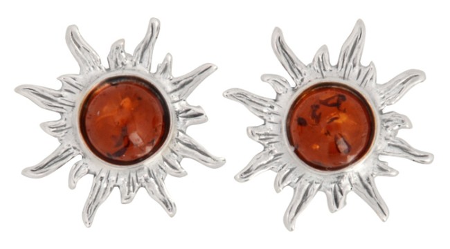 Przejdź do produktu Kolczyki "Słoneczka" z koniakowym bursztynem