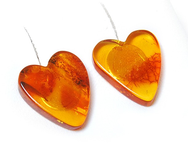 Go to product Cognac amber earrings "Hearts"