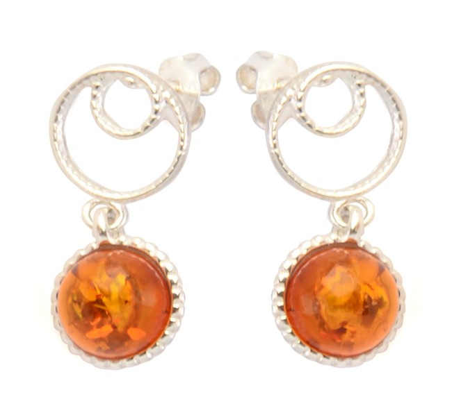 Przejdź do produktu Kolczyki "Twist" z koniakowym bursztynem