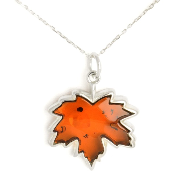 Przejdź do produktu Naszyjnik "Liść" z koniakowym bursztynem