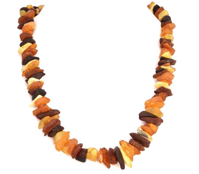 Przejdź do produktu Naszyjnik - surowy bursztyn w kolorze koniakowym, mlecznym i wiśniowym