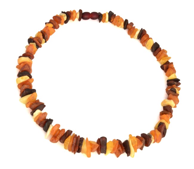 Przejdź do produktu Naszyjnik - surowy bursztyn w kolorze koniakowym, mlecznym i wiśniowym