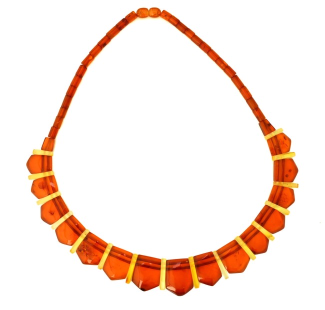 Przejdź do produktu Naszyjnik "Kleopatra" z koniakowym i cytrynowym bursztynem