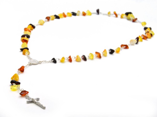 Go to product Rosary with cognac, cherry and yellow amber beads