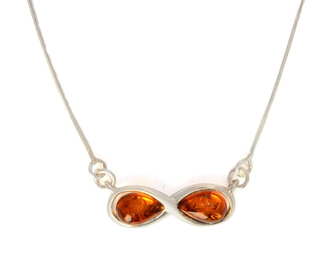 Przejdź do produktu Naszyjnik "Infinity" z koniakowym bursztynem