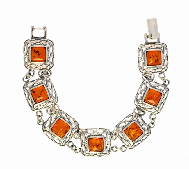 Przejdź do produktu Bransoleta z koniakowym bursztynem