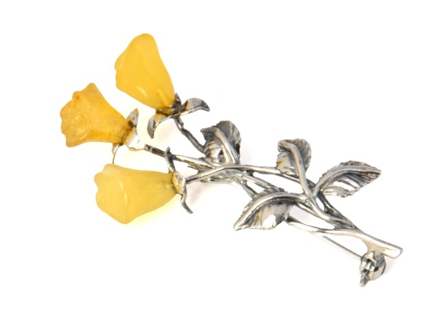 Go to product Yellow amber brooch Roses