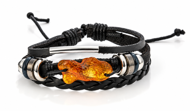Go to product Cognac amber bracelet for man