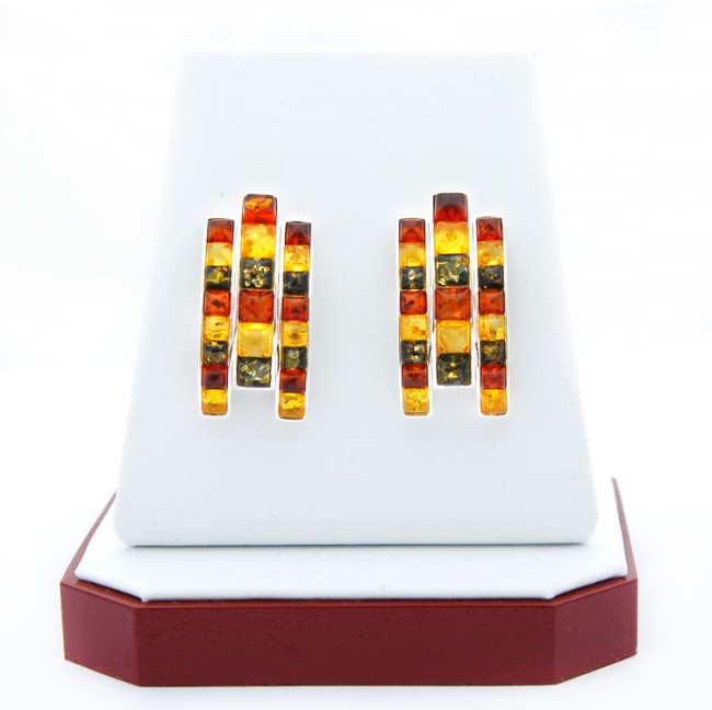 Go to product Mixed colors amber earrings
