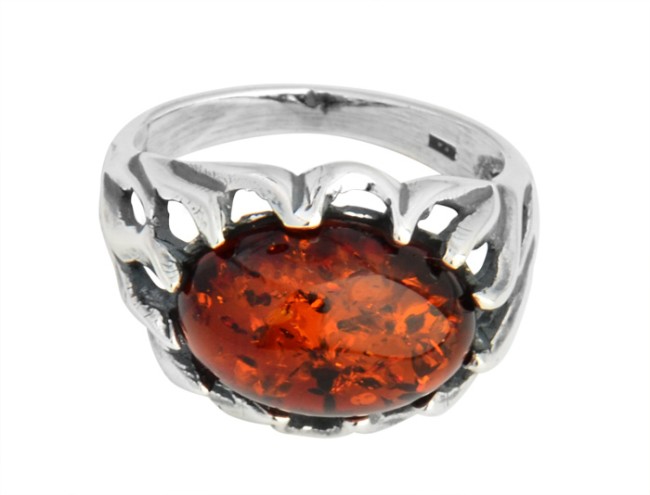 Przejdź do produktu Pierścionek z koniakowym bursztynem 