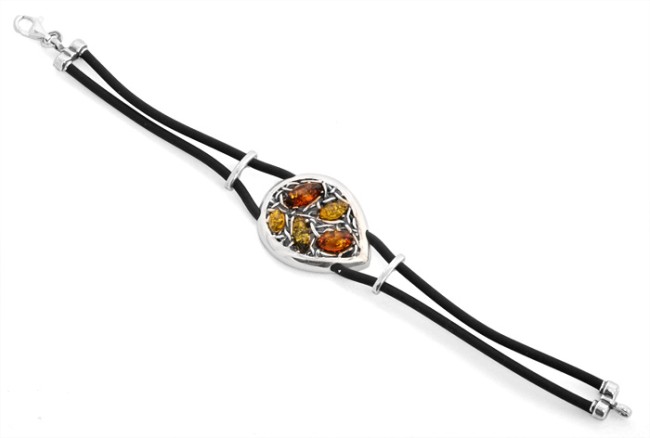 Przejdź do produktu Bransoleta z koniakowym, zielonym i cytrynowym bursztynem