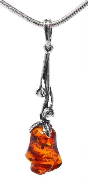 Go to product Cognac amber pendant "Rose"