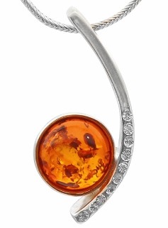 Przejdź do produktu Naszyjnik z koniakowym bursztynem i cyrkoniami