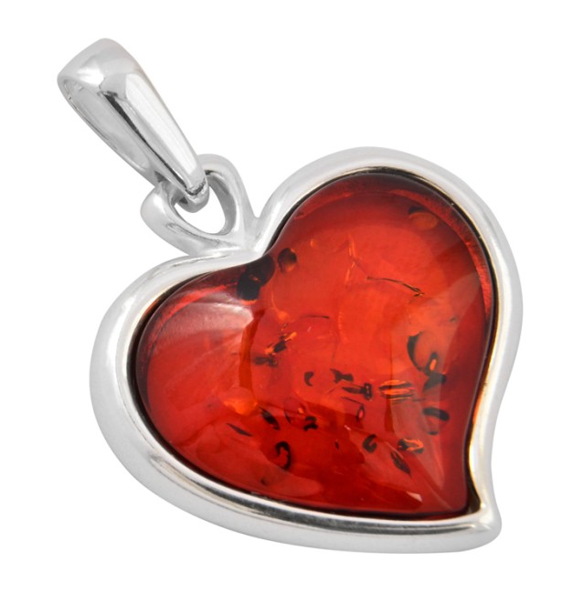 Przejdź do produktu Wisiorek "Serce" z koniakowym bursztynem