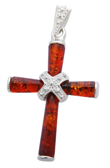 Go to product Cross Pendant with Cognac Amber