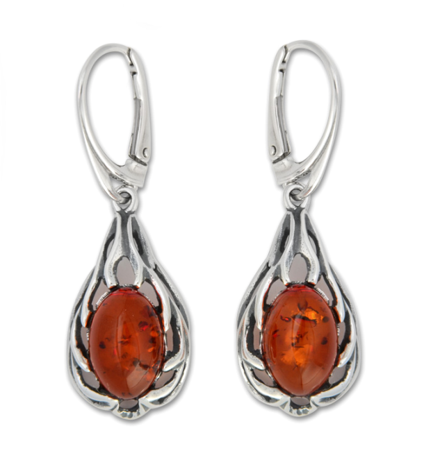 Przejdź do produktu Kolczyki z koniakowym bursztynem