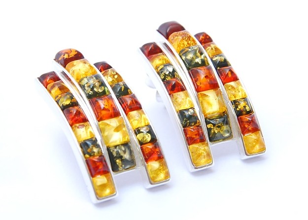 Go to product Mixed colors amber earrings