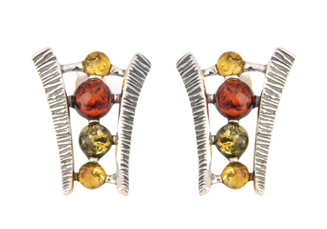 Przejdź do produktu Kolczyki z bursztynem w trzech kolorach